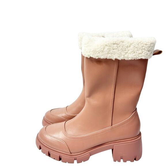 CAPE ROBBIN WIATT WOMEN SHERPA FAUX FUR BOOTS SIZE 8 NEW WITHOUT BOX - Picture 4 of 7